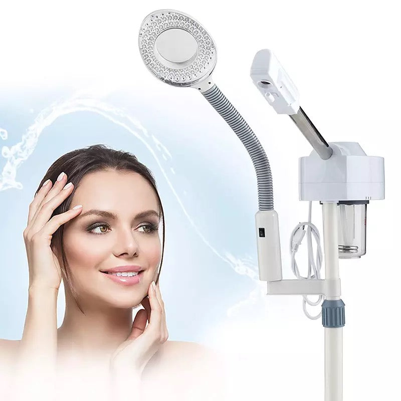 Professional Facial Steamer with Magnifying Lamp, Wonan with Glowing Skin Smiles