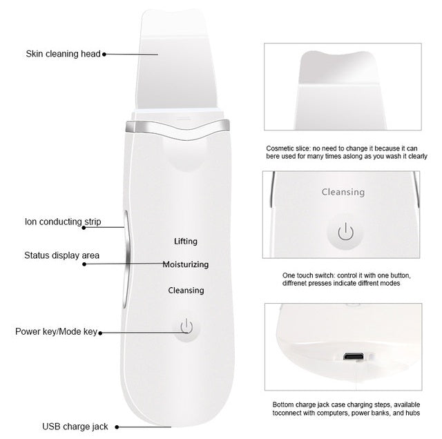 Premium Ultrasonic Skin Scrubber Details