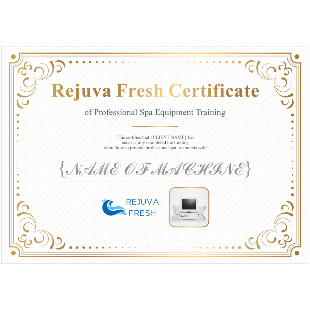 Rejuva Fresh-Zertifikat für professionelle Spa-Ausrüstungsschulung